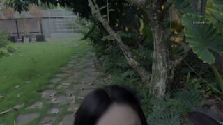 中国東北地方のネットセレブ、性格が対照的なメスの犬[SMビッグシスター]が、屋外で入浴し、排尿する。 china