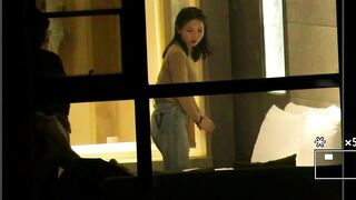 【五つ星ホテルの窓から覗き見】徐東東に似た巨乳の若い女性が不倫をしている ipcam