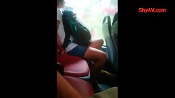 Inside bus rubbing my big cock beside pretty singapore student