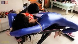 Chinese Pretty Model Bondage in Catsuit